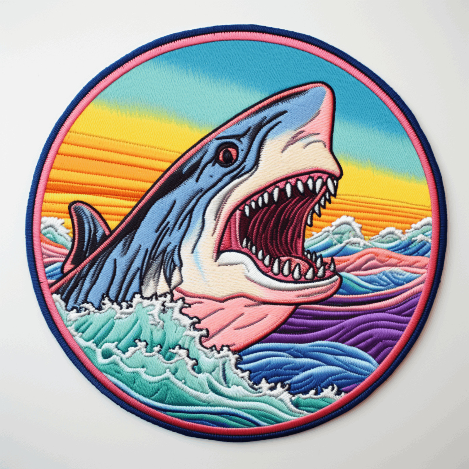 Great White Shark Patch Iron-On Applique For Clothing, Ocean