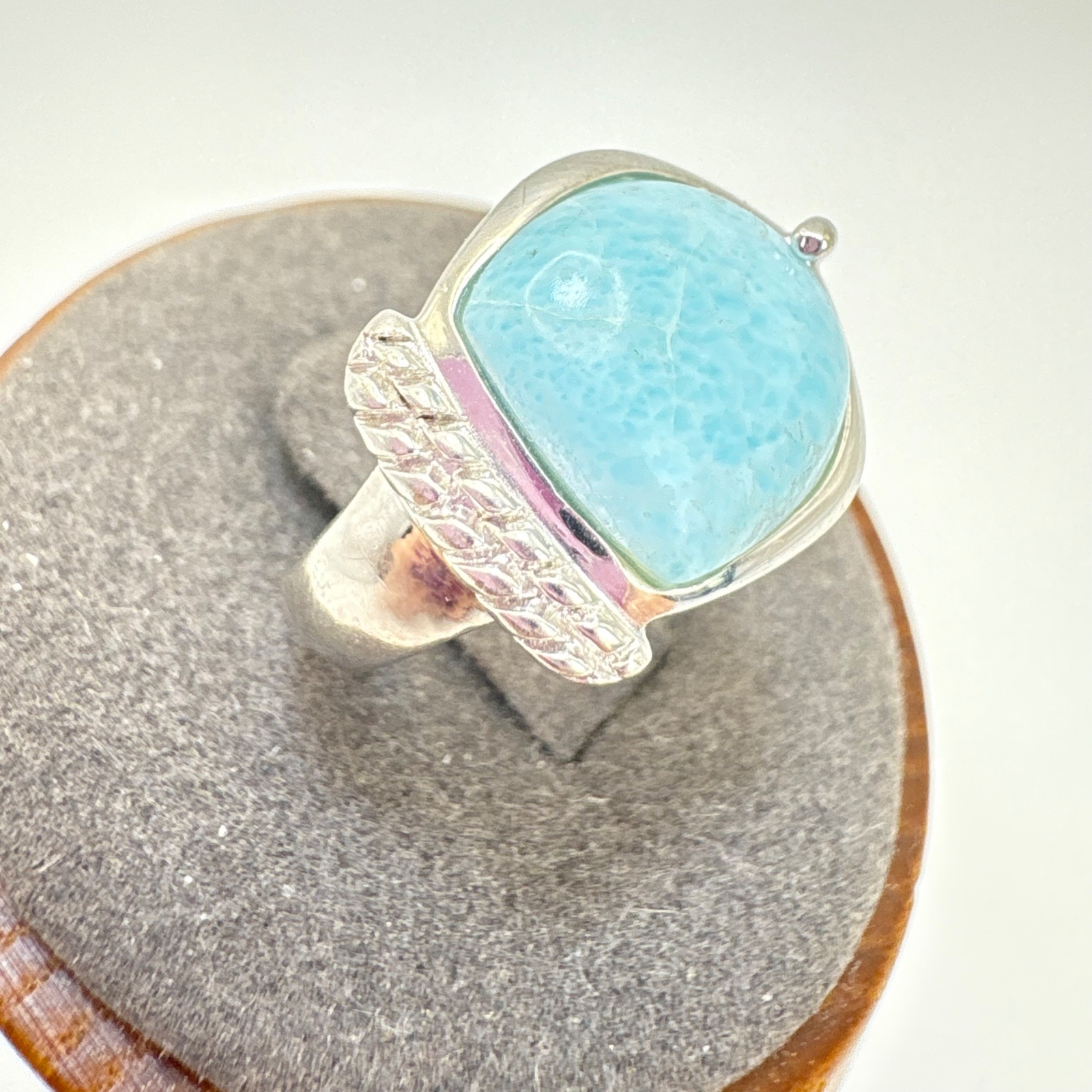 VTG Solid Sterling Silver 925 Amazonite Bezel Set… - image 4