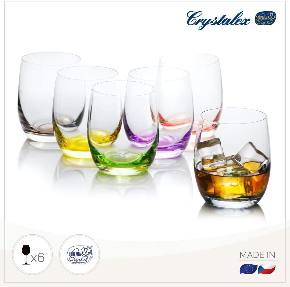 Crystalex Bohemia 10 Oz Club Rainbow Lead-Free Tumbler Glass