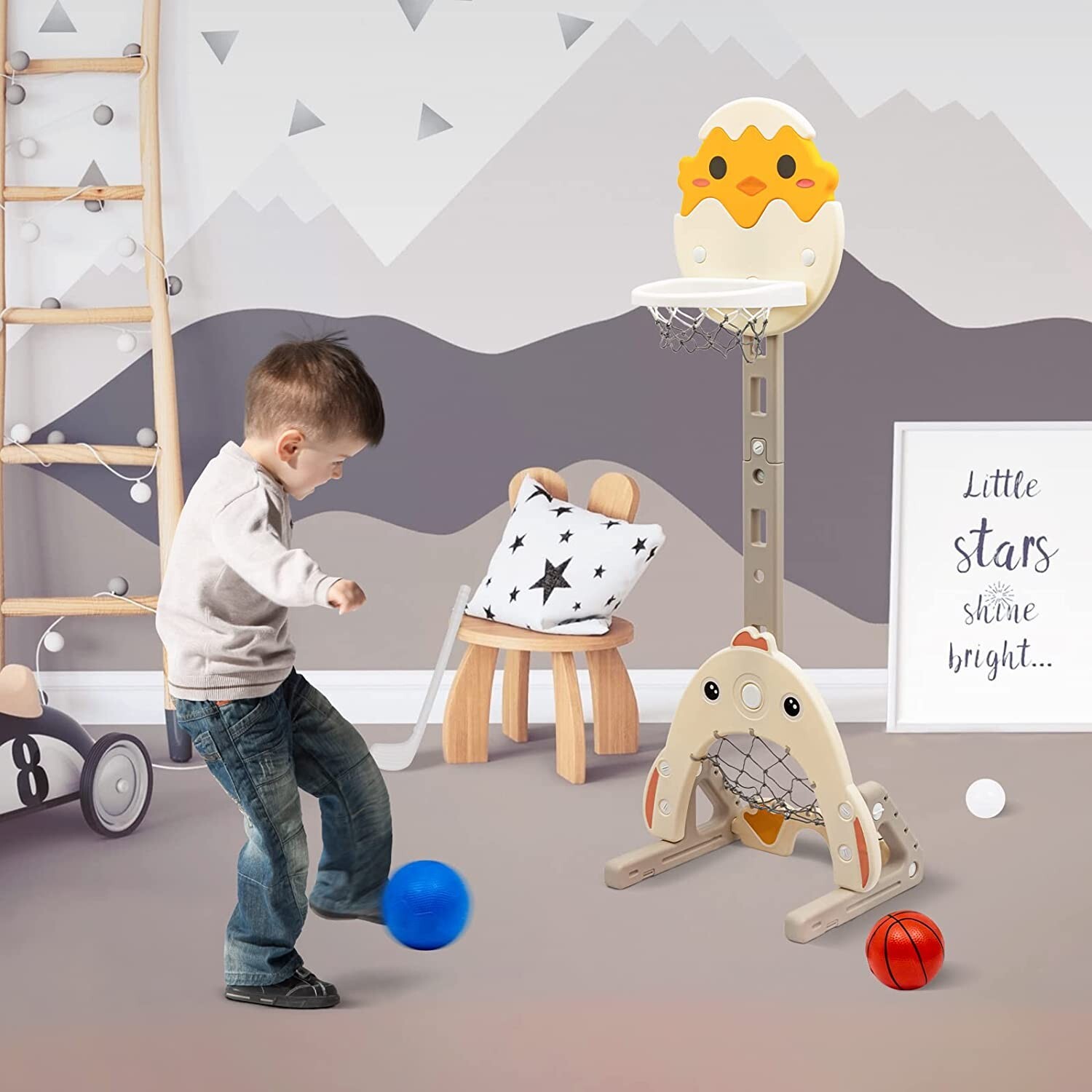 Large Basketball Hoop Set for Kids 3in1 Kids Flashing Basketball