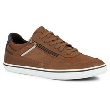 Geox Elver Men's Light Brown Leather Trainers Sneakers u45bca c6002
