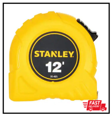 NEW Durable Stanley Tape Measure 12ft x 1/2in Yellow Case Non-Slip Grip