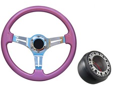 Pink Chrome TS Steering Wheel + Boss Kit for CLASSIC VW BEETLE 014