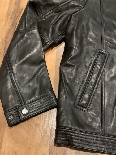 Boston Harbour Men's (Size L) Leather Bomber Jacket w/ Stand-Up Collar, Black - Picture 4 of 20