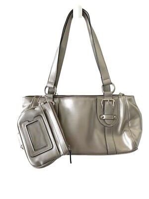 NWT Croft Barrow Kohls Pewter Metallic Essential Handbag Shoulder Bag  W/wallet