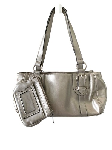NWT Croft & Barrow Kohls Pewter Metallic Essential Handbag Shoulder Bag W/wallet