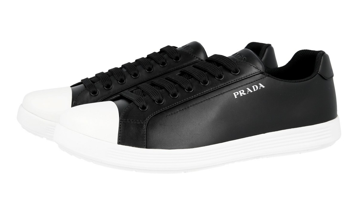 Prada Sneaker Men  7.5 US Black White Leather  Low Top Prada Downtown leather low-top sneakers Prada main image 4