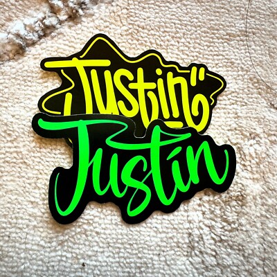 Neon Name Sticker Pack : JUSTIN | for school or Office | graffiti | Calligraphy