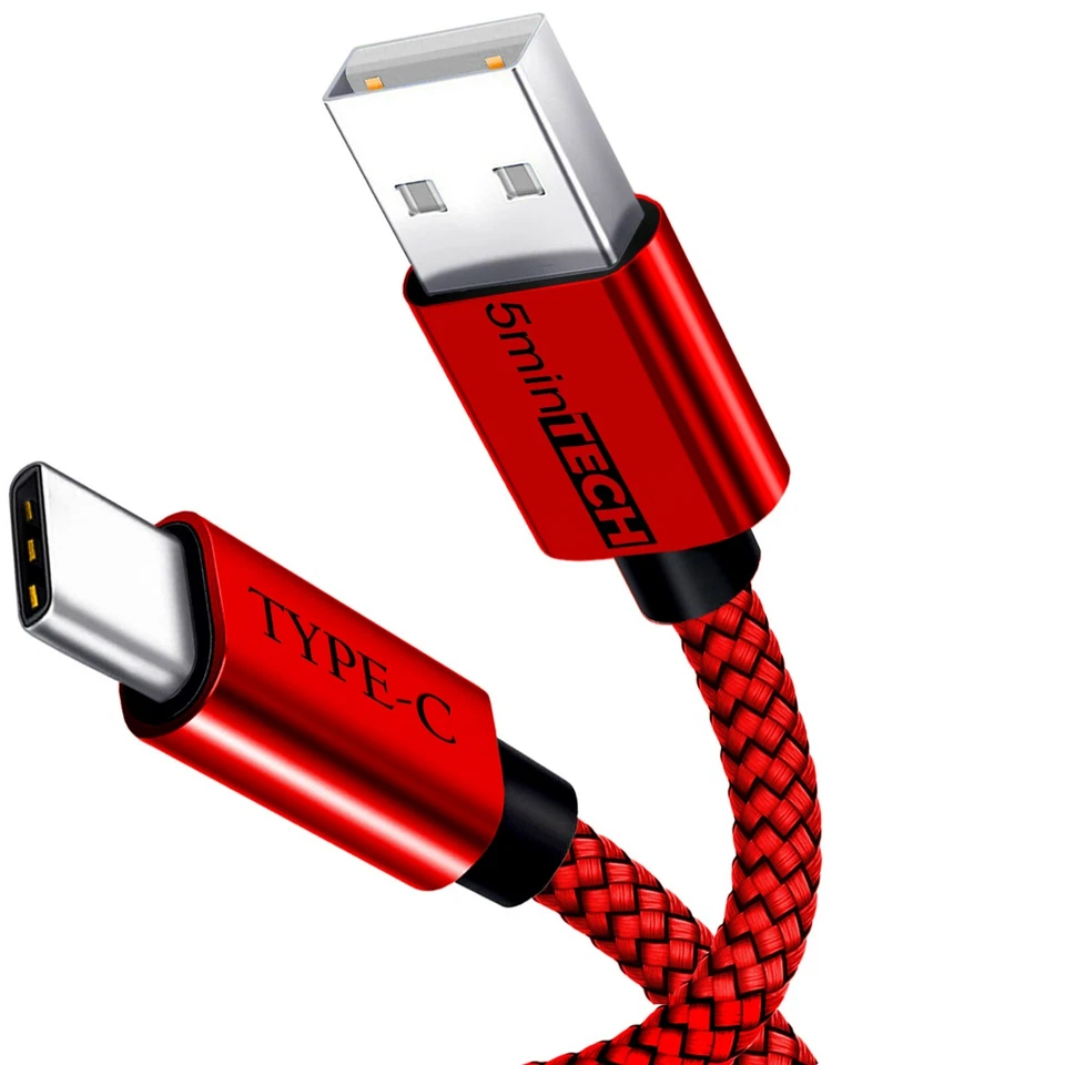USB Nylon Braided Cord Cable Charger for Samsung Galaxy FAST CHARGING (RED) - Image 4 of 4