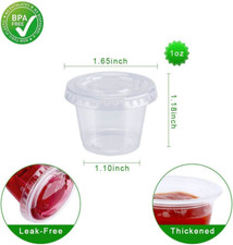 Clear 1oz Polypropylene Plastic Containers with Lids - Pack of 200