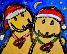 Dogs PORTRAIT Modern Abstract Original Painting Canvas Fine Art  IDFGM