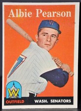 1958 Topps Albie Pearson #317 (RC) Baseball Card, Washington Senators, Vintage