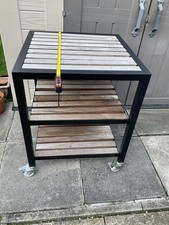 Bespoke BBQ Outdoor Green Egg Grill Table Steel Hardwood & heavy duty wheels