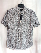 Tommy Hilfiger Men's White/Blue Printed Short Sleeve Woven Shirt XM05107-100 