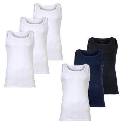 bugatti Herren Unterhemden, 3er Pack - Feinripp, Baumwolle, einfarbig