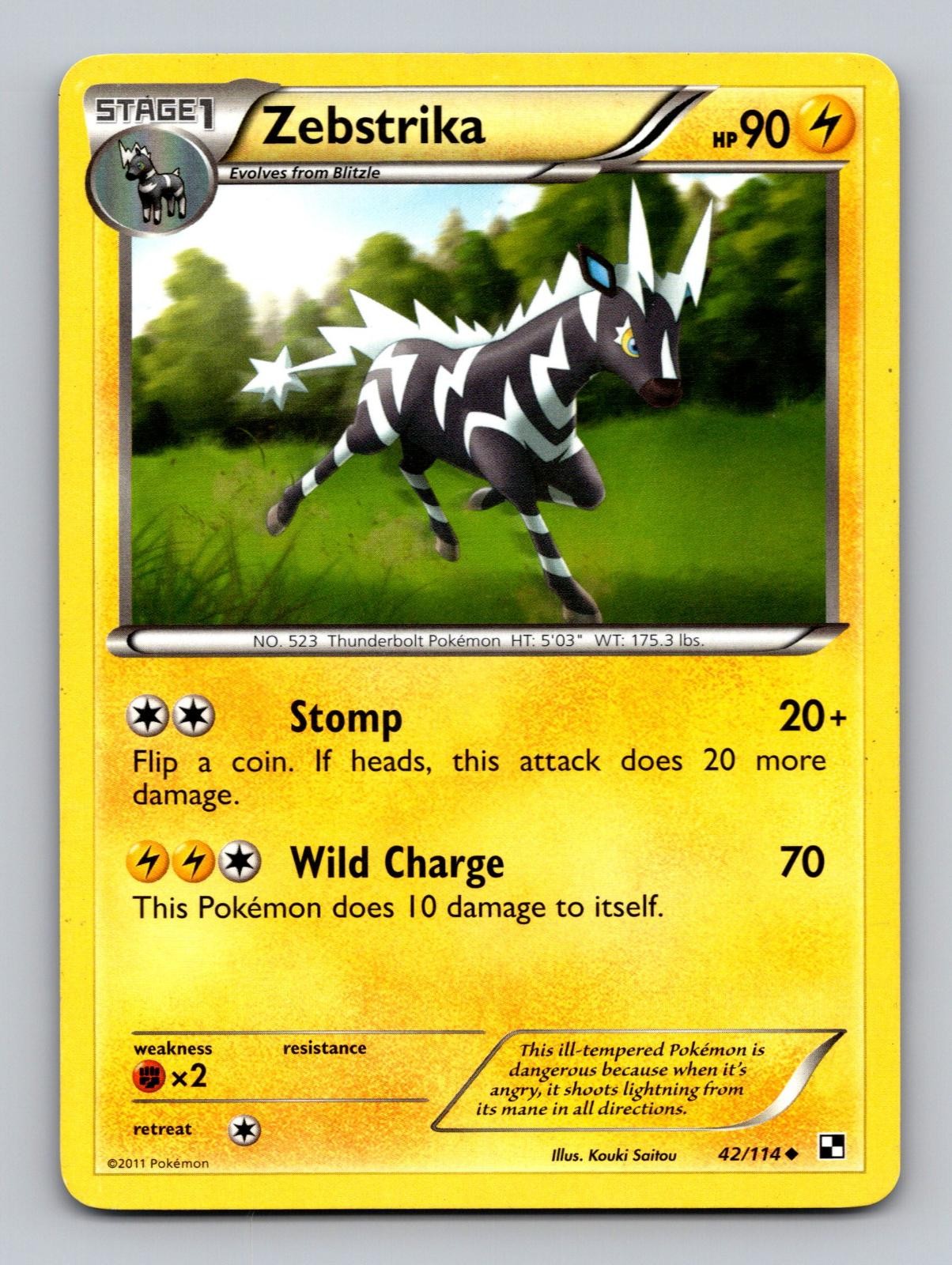 Zebstrika 42/114 Uncommon Black & White Pokemon Lightly Played