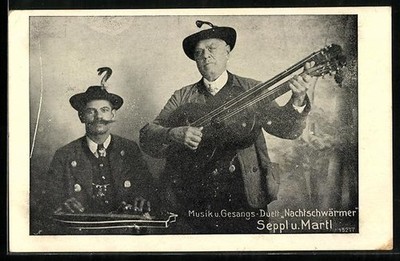 Duett Nachtschwärmer Seppl und Martl, Ansichtskarte 1917 