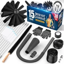 15-Piece Dryer Vent Cleaner Kit Omnidirectional Dryer Cleaning Kit Include 30...