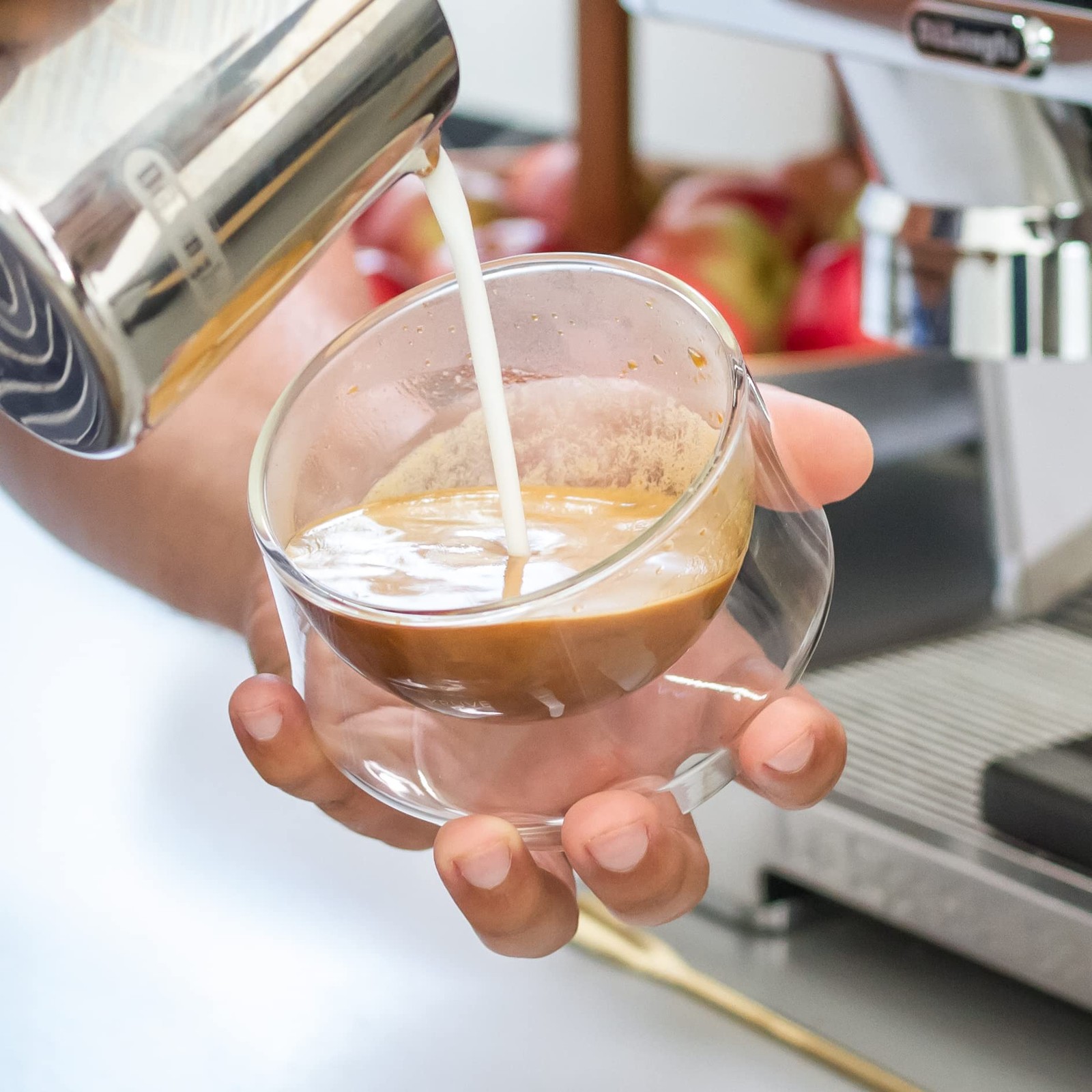 KRUVE IMAGINE Coffee Cups Set 2 - Double-Wall Borosilicate Glass 8.5oz for Latte