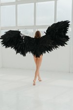 Extra large black movable wings for dance dark angel cosplay wings moving wings