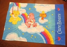 Vintage Care Bears Twin Pillowcase Rainbow Trail Hearts Blue Clouds