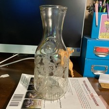 VTG 1988 Norman Kosarin Paul Masson Etched Glass Bird Vine Wine Carafe Decanter