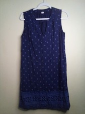 Old Navy Dress Women S Sleeveless V-Neck Pattern Blue