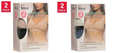 Felina Women's 2 Pack Adaptive Cup Wire Free Bra | G14