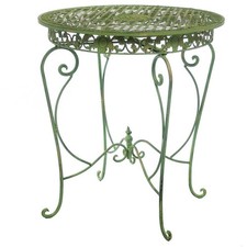 Table de jardin style antique fer crémeuse verte 
