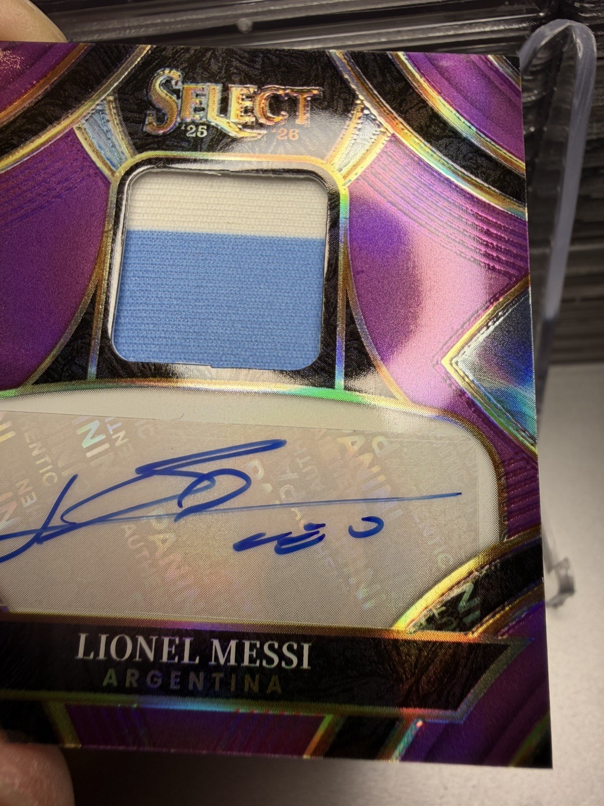 Lionel Messi 2025-26 Panini Select FIFA World Cup Patch Auto #AM-LM Purple /99 view 4