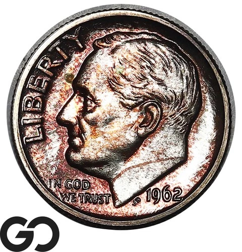 1962 Roosevelt Dime PROOF Nice Toner