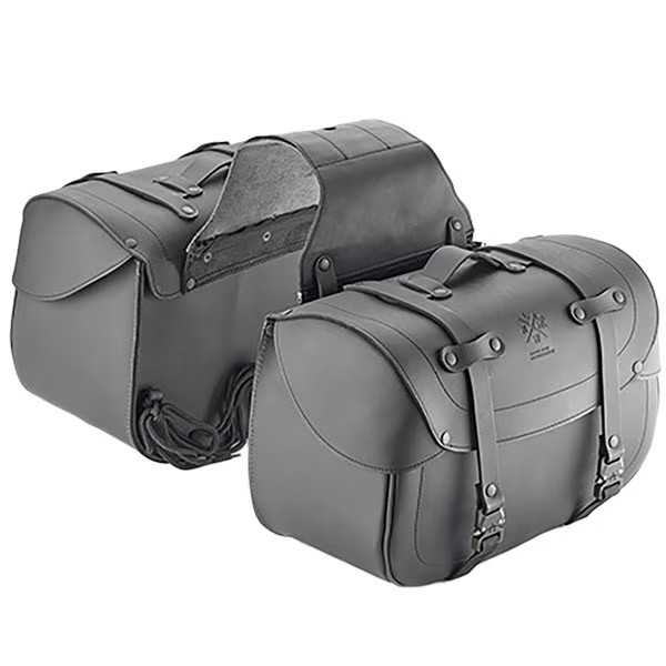 Kappa KMLW01 Leather Custom Cruiser Motorbike Motorcycle Saddle Bags - 28 litre