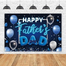Happy Father's Day Backdrop Banner -Blue Theme Fathers Day Photo Booth Props
