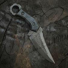 CUCHILLO KARAMBIT DE CAZA DE ACERO AL CARBONO HECHO A MANO PERSONALIZADO CON FUNDA DE CUERO