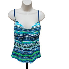 Nike Tankini Top Size 10 Swimsuit Swim Wear Green Green Removable Pads