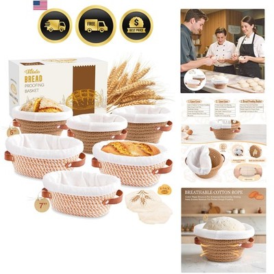 Bread Proofing Basket, 5 Inch Mini Bread Basket Set of 6, Sourdough Bread Bak...