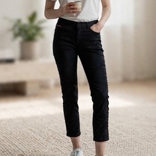 Prada Capris Womens 34 24 Black Ruched Side Detail Straight Leg Pants
