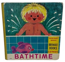 Vintage 1973 Bathtime Board Book Brimax Show Baby Series Pestalozzi Verlag Germa