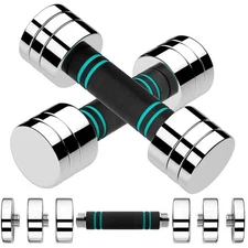 LIFERUN 5lb Steel Adjustable Dumbbell Set of 2 Free Weights Dumbbells Set Non...