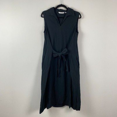 JW Anderson Uniqlo Dress Black Sleeveless Midi Size M Textured Cotton  Pockets | eBay