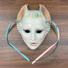 About Face Clay Art Wall Mask Vintage Mardi Gras Mime Theater White 9x7 in Angel