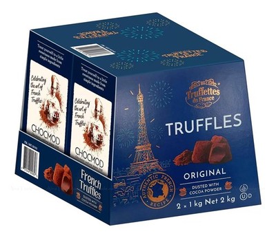 Chocmod Truffettes de France Natural Truffles, Plain, 1000-Gram Boxes (Pack of