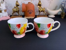 Pair Sainsbury's floral pedastal mugs