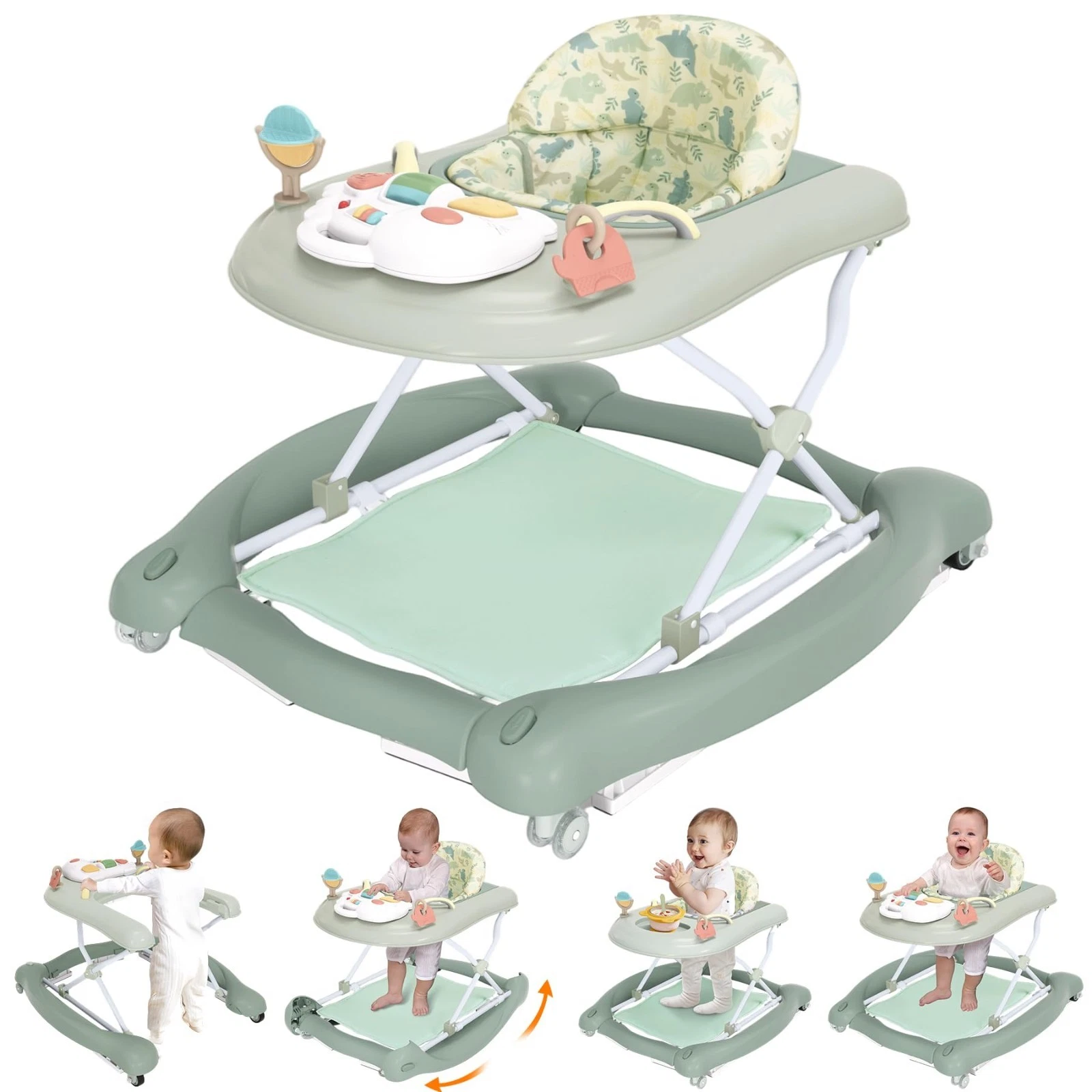 5-in-1 Foldable Baby Activity Walker - Rocker, Bouncer, Push Walker, Adjustable