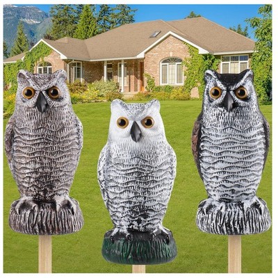 Fake Owl Decoy Bird Repellent Outdoor Plastic 3 Pack Waterproof Garden Decor