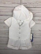 NWT Lito Boy White 5 Pc Diamond Suit Large 12-18 Mnth Christening Wedding Defect
