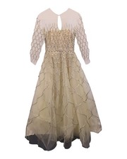 Oscar De La Renta Quarter-Sleeve Corded Gown In Tulle Women Cream Size 2