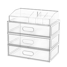Clear Stackable Makeup Organizer with Drawer, 12W Acrylic Storage Drawers, Co...