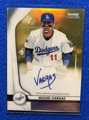 2020 Bowman Sterling Prospect #BSPA-MV Miguel Vargas Gold Refractor Auto /50