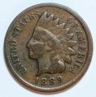 Indian Head Penny Lot of "1" VERY NICE 1889 GOOD OR BETTER°$ FREE SHIPPING $#500